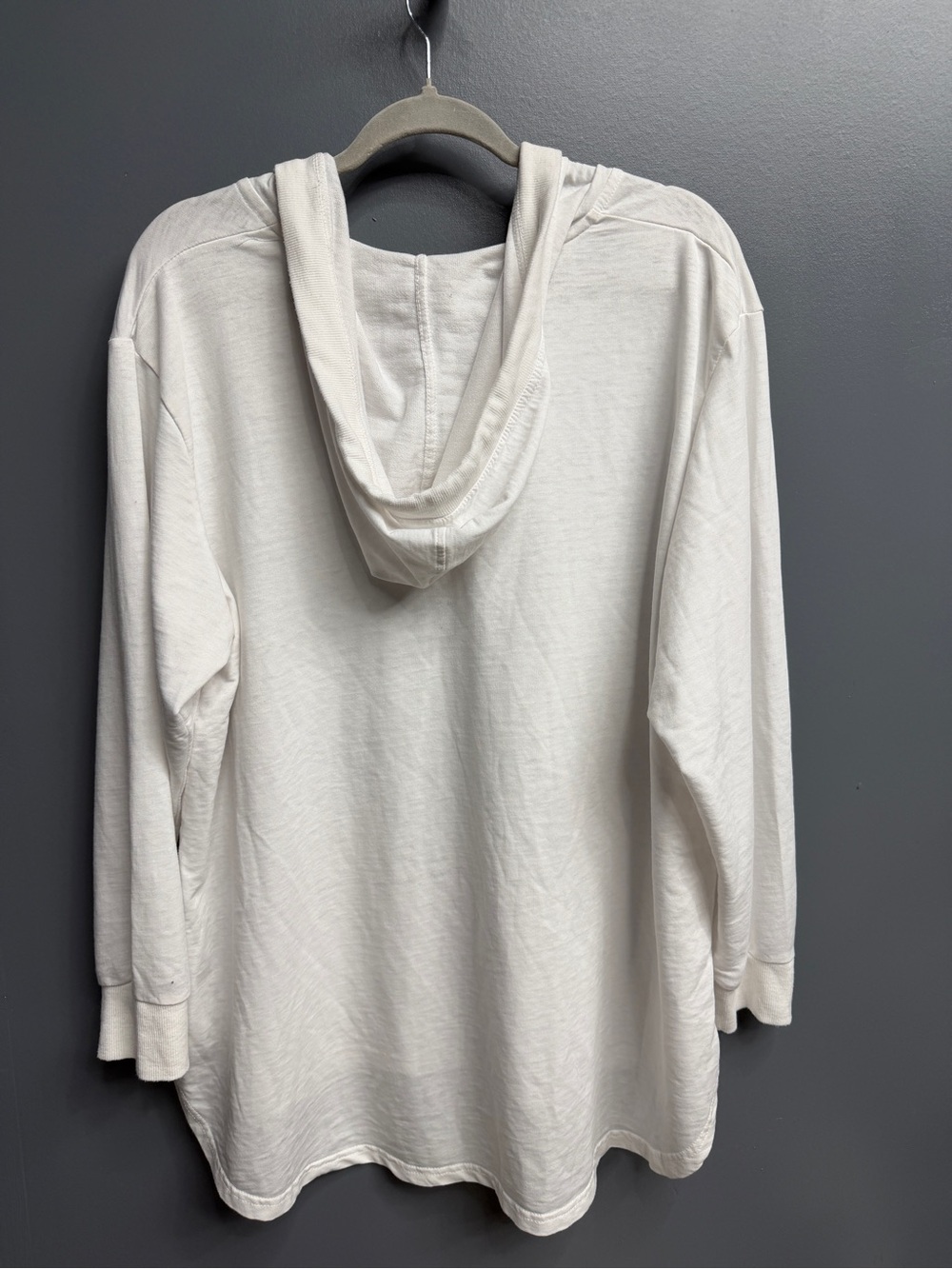 Jane & Delancey White Hooded Tunic Top High Low Hem Long Sleeve 1X Plus Size - Picture 6 of 12
